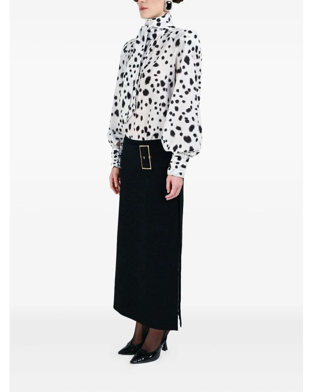 ROWEN ROSE White Blouse À Motif Dalmatien