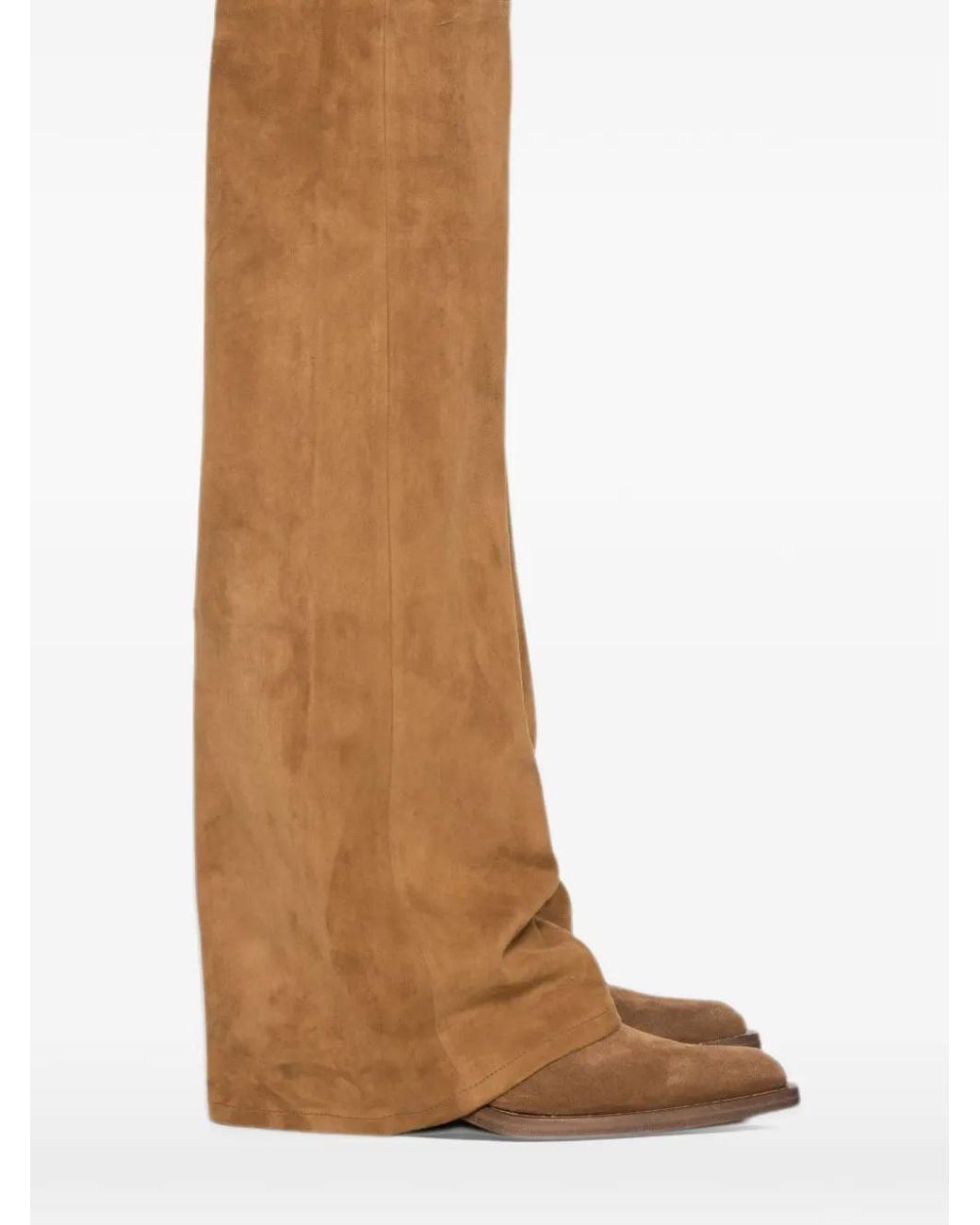 7 For All Mankind Natural Suede-Finish Flared Trousers