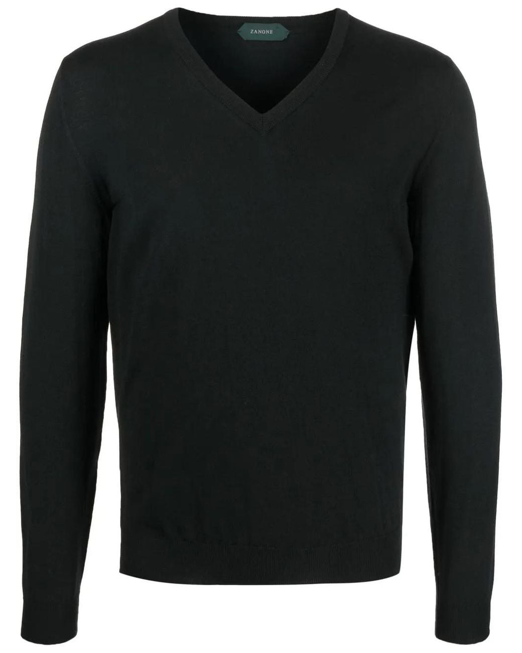 Zanone Black V-Neck Knitted Jumper for men