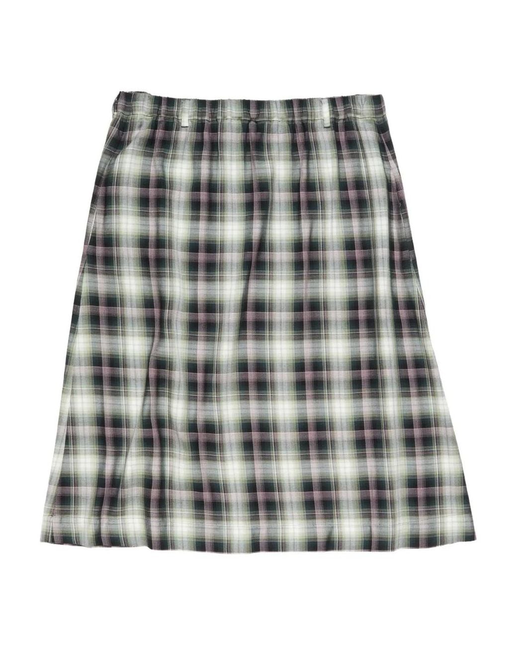 Acne Gray Plaid Midi Skirt