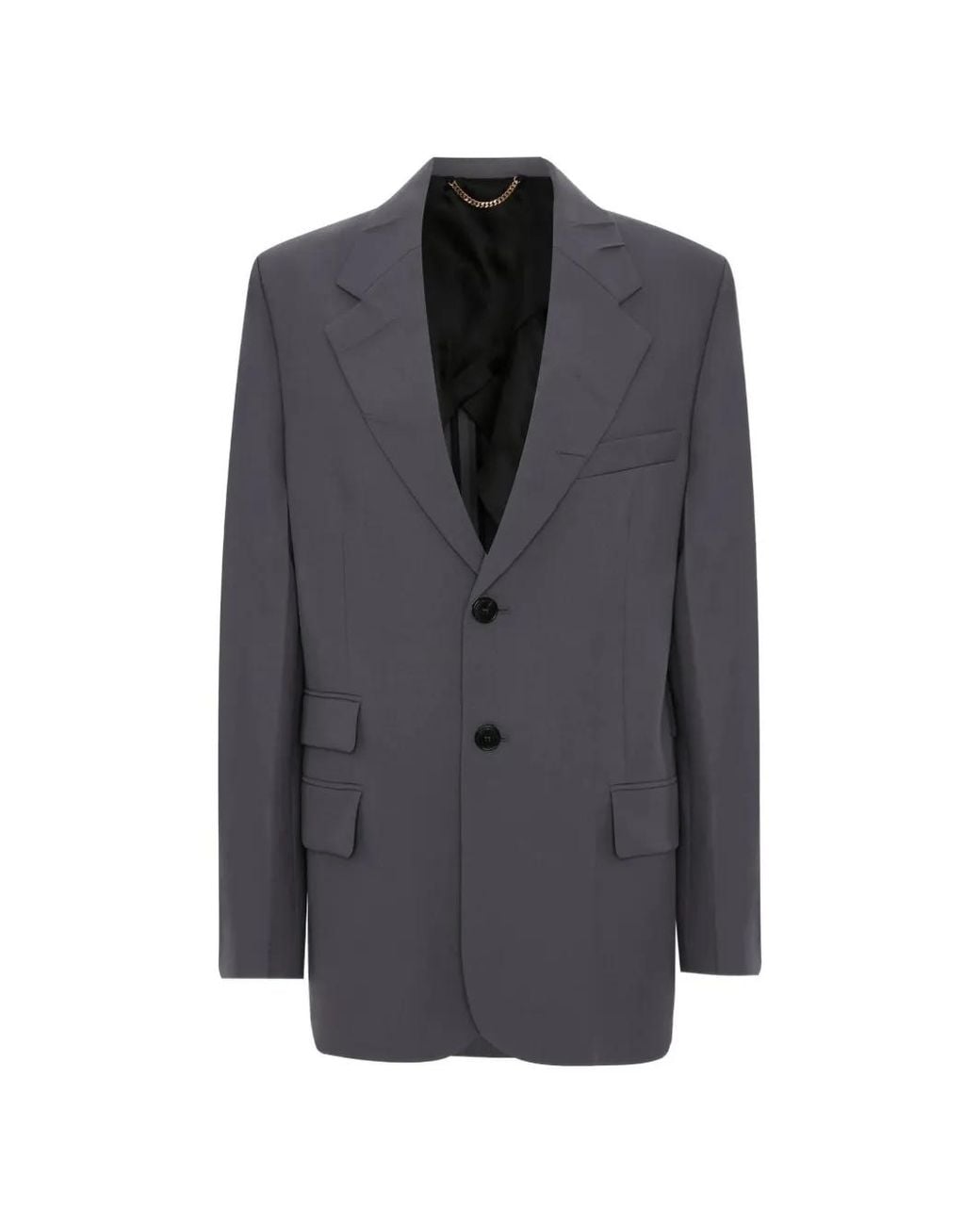 Victoria Beckham Gray Step Collar Tailored Blazer