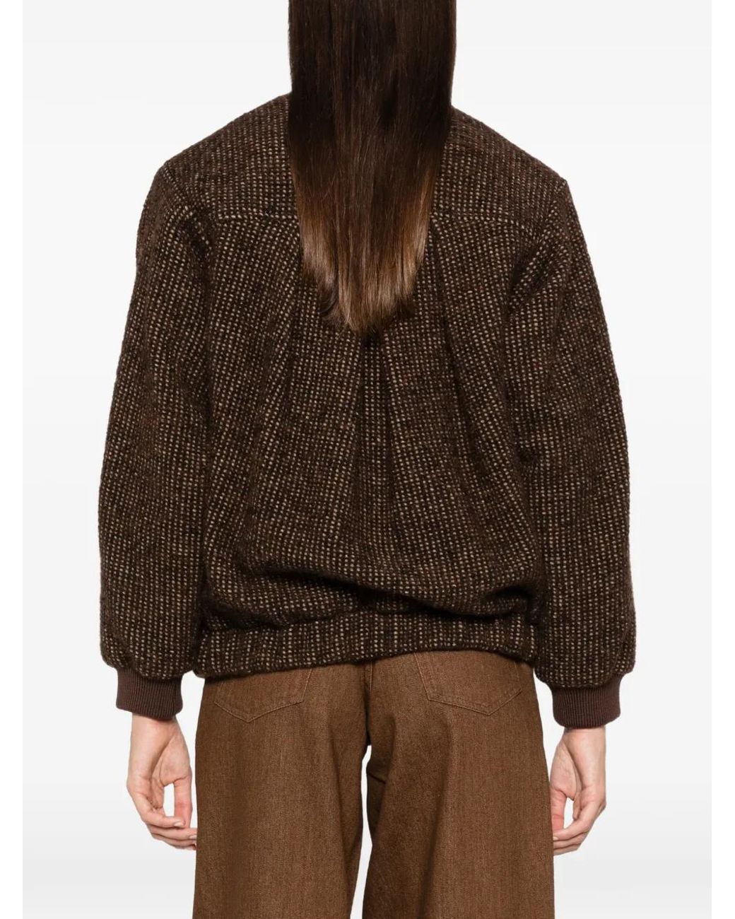 Sessun Brown Heavelyn Tweed-Effect Zip-Up Jacket