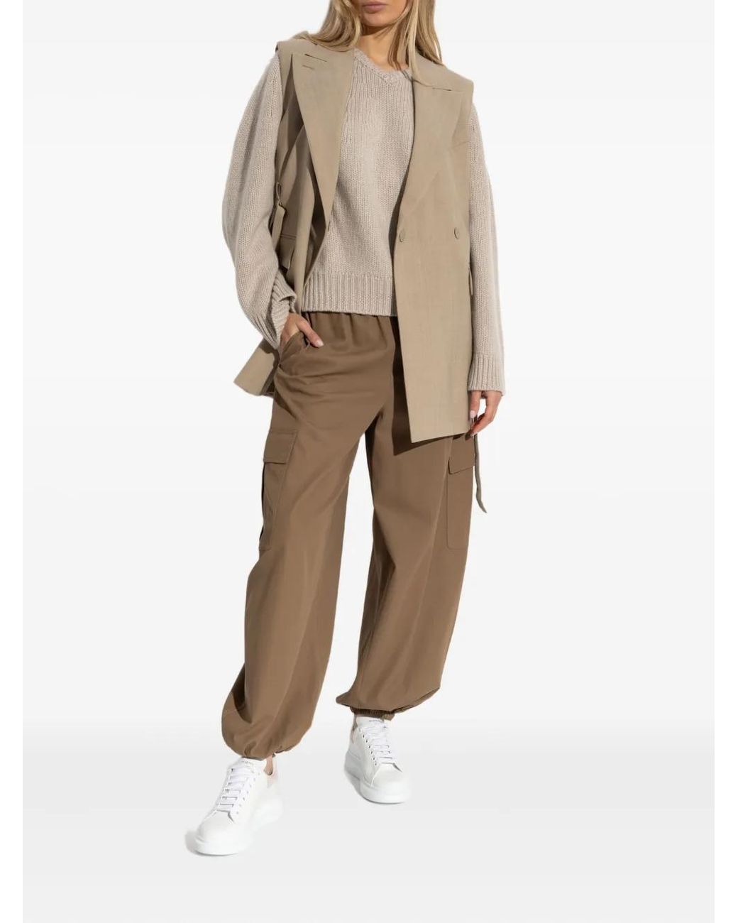 Max Mara Brown Elasticated Tapered Trousers