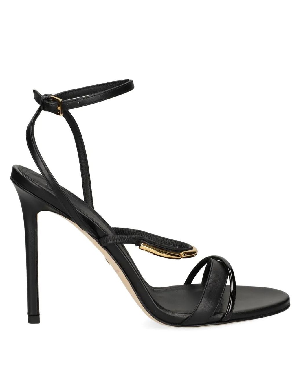 Elisabetta Franchi Black Buckle-Strap Heeled Sandals