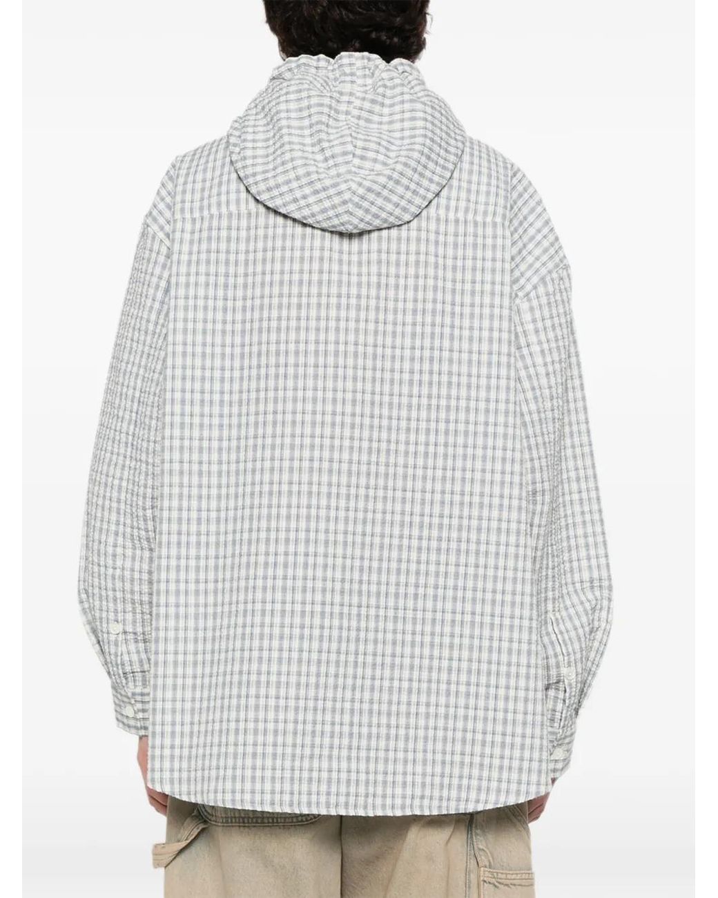 DUNST White Hooded Check Shirt
