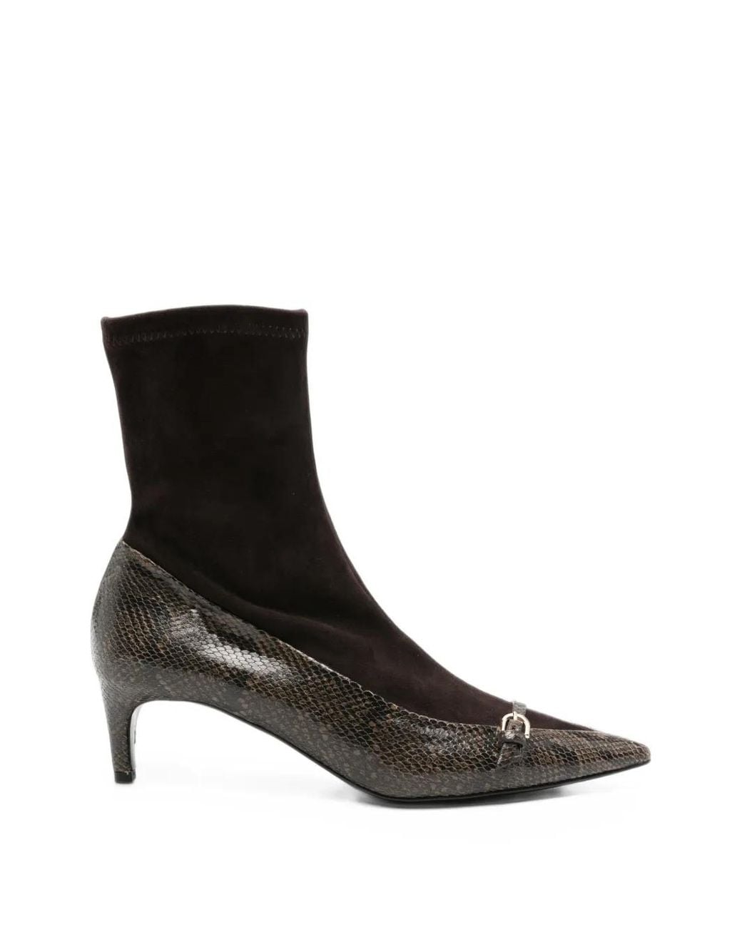 Roberto Del Carlo Black Snakeskin-Effect Buckled Ankle Boots
