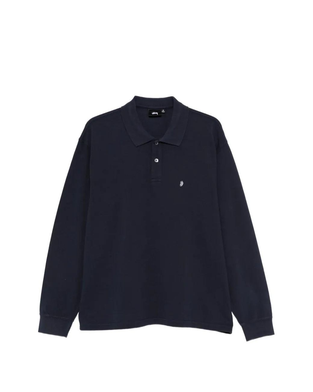 Stussy Blue Logo-Embroidered Long-Sleeve Polo Shirt for men