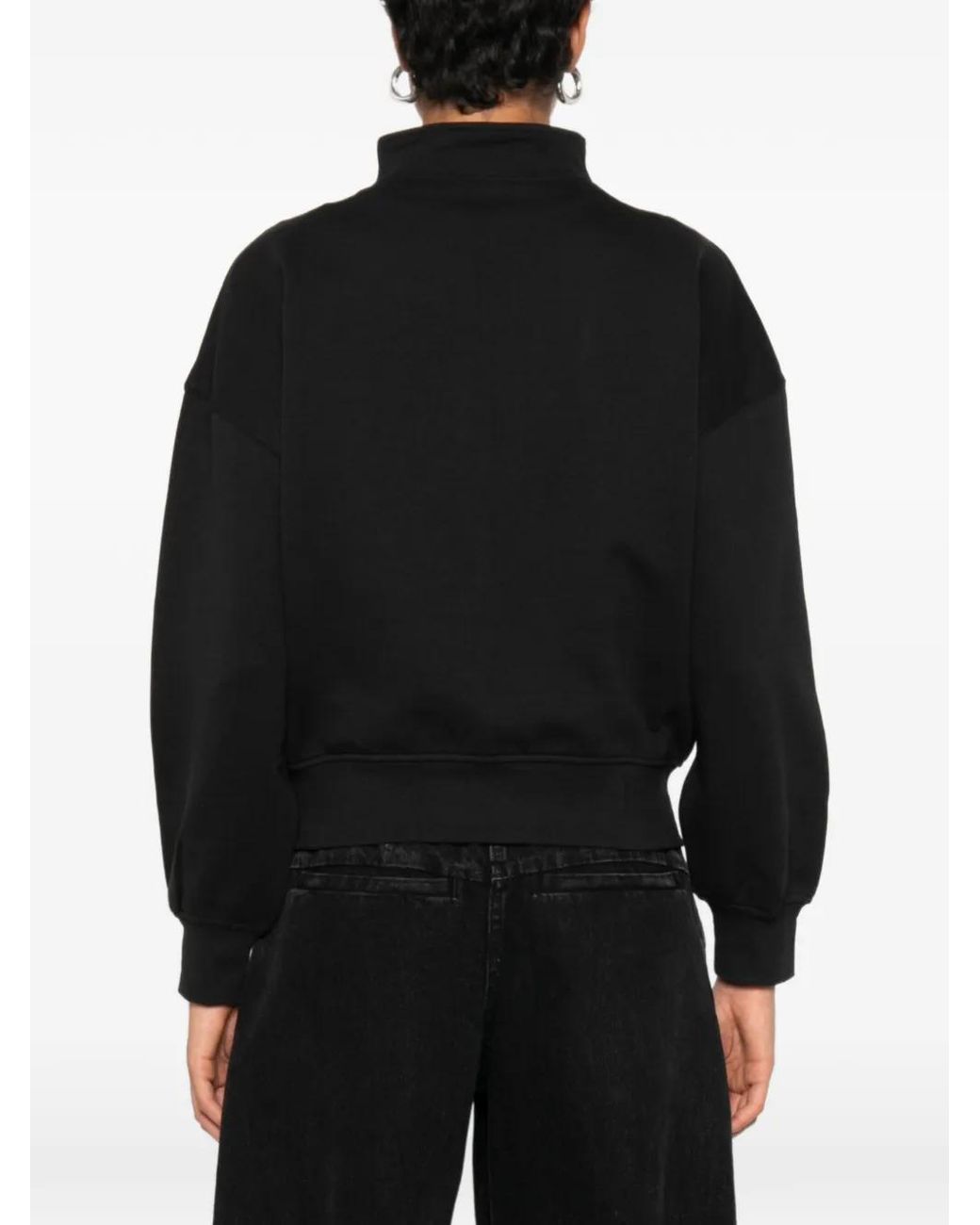 Calvin Klein Black Half-Zip Logo-Embroidered Sweater