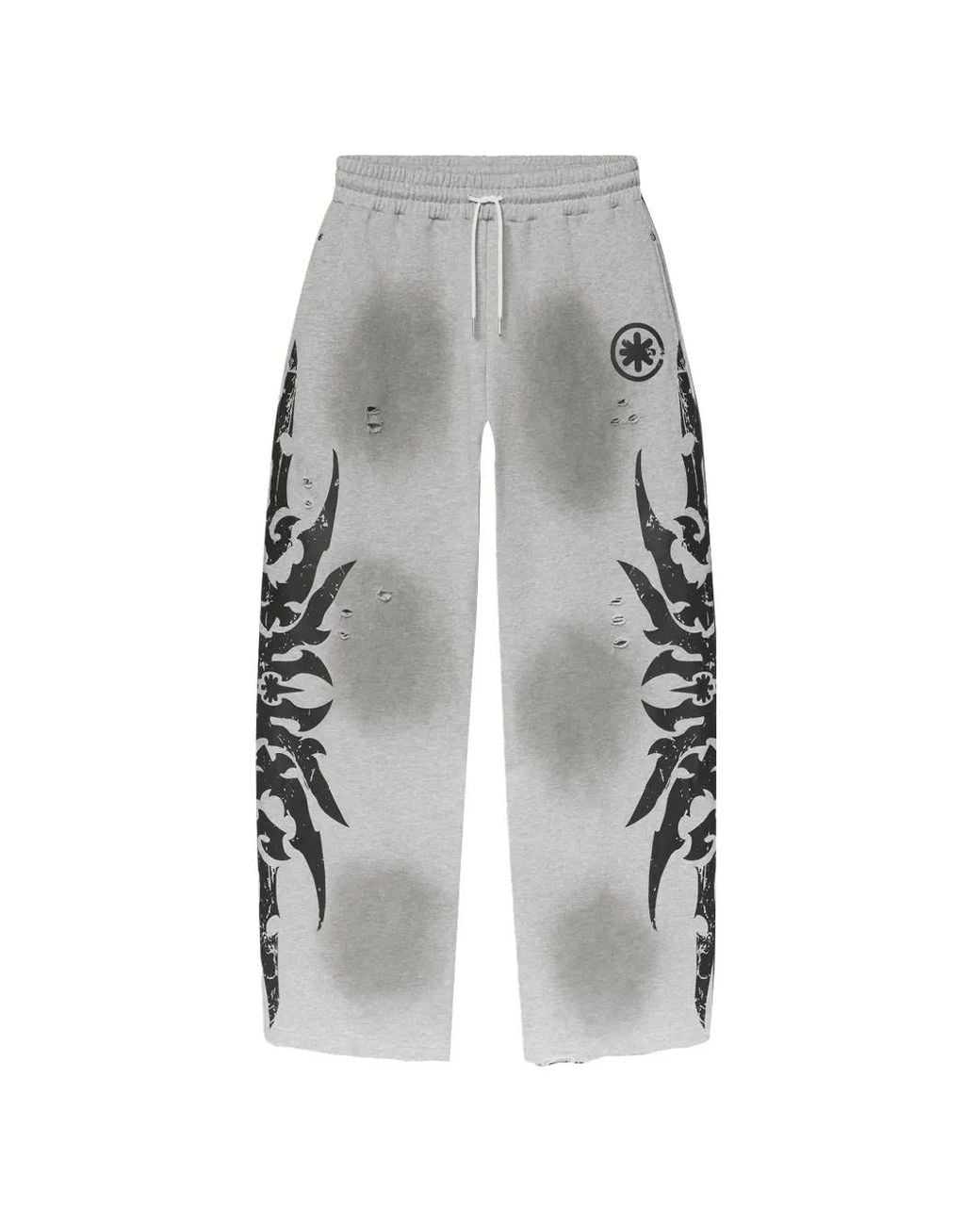 LOSTSHDWS Gray Acid-Wash Graphic-Print Track Pants for men
