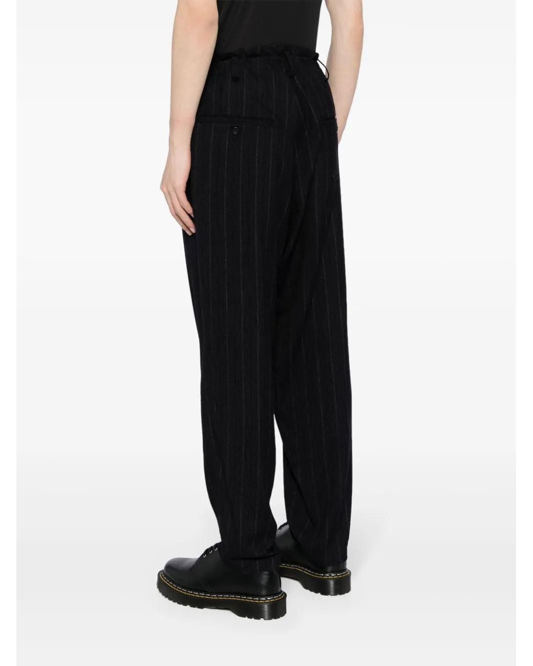 Yohji Yamamoto Pinstriped Tailored Trousers in Black für Herren