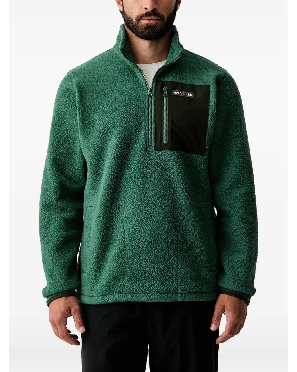 Columbia Green Jasper Ridge Fleece Quarter-Zip Sweatshirt for men