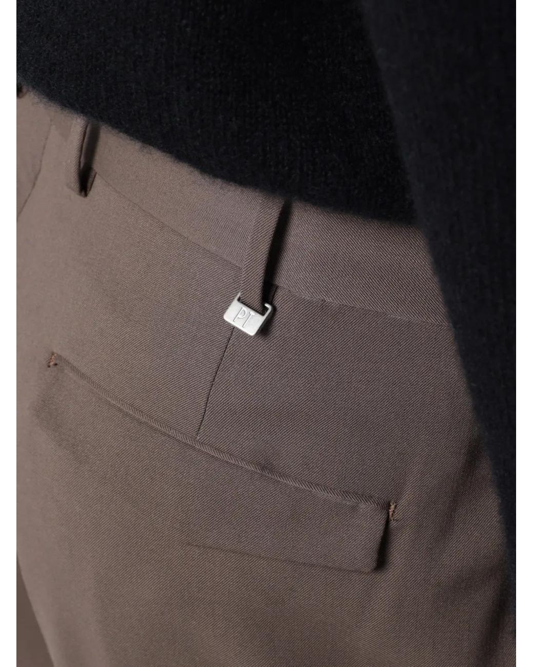 PT Torino Gray Pressed-Crease Tailored Trousers for men