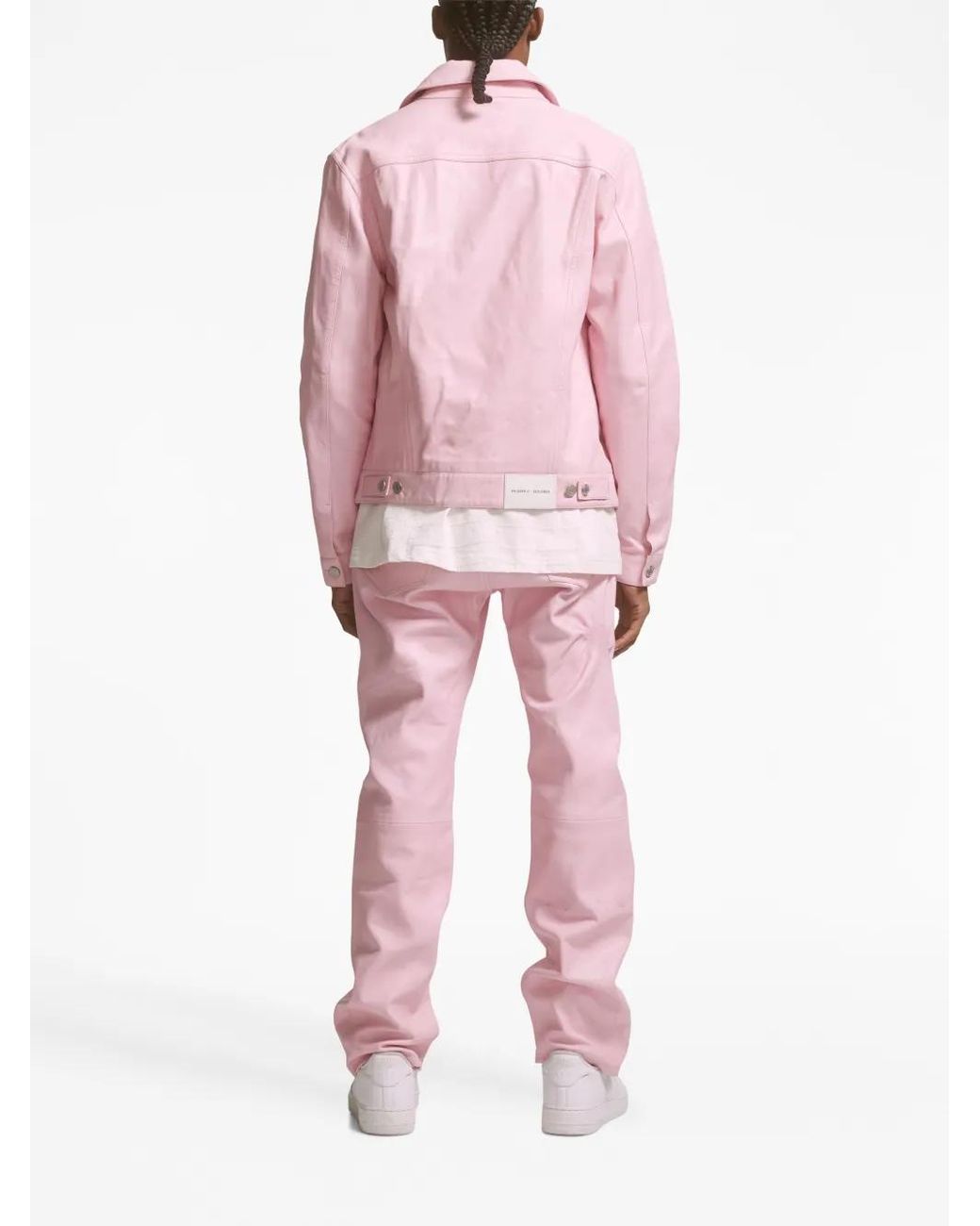 Purple Brand Pink Straight-Leg Leather Trousers for men