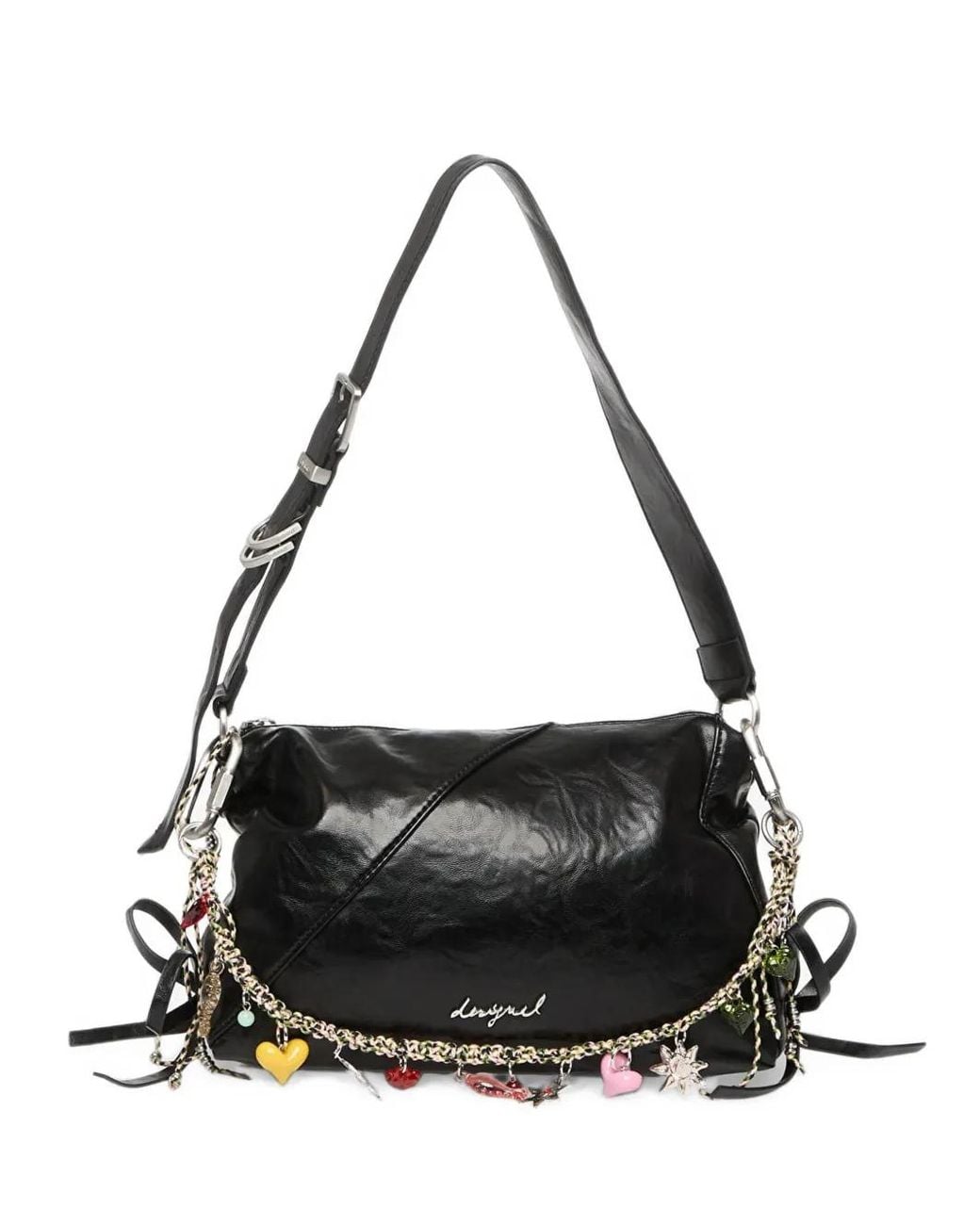 Borsa A Spalla Gravity Con Lacci E Ciondoli di Desigual in Black