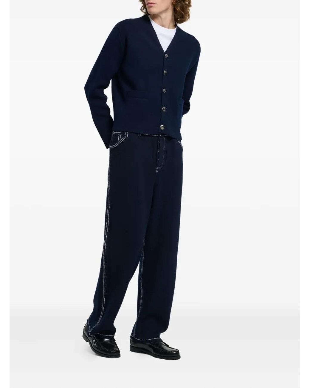 Barrie Blue V-Neck Button Cardigan