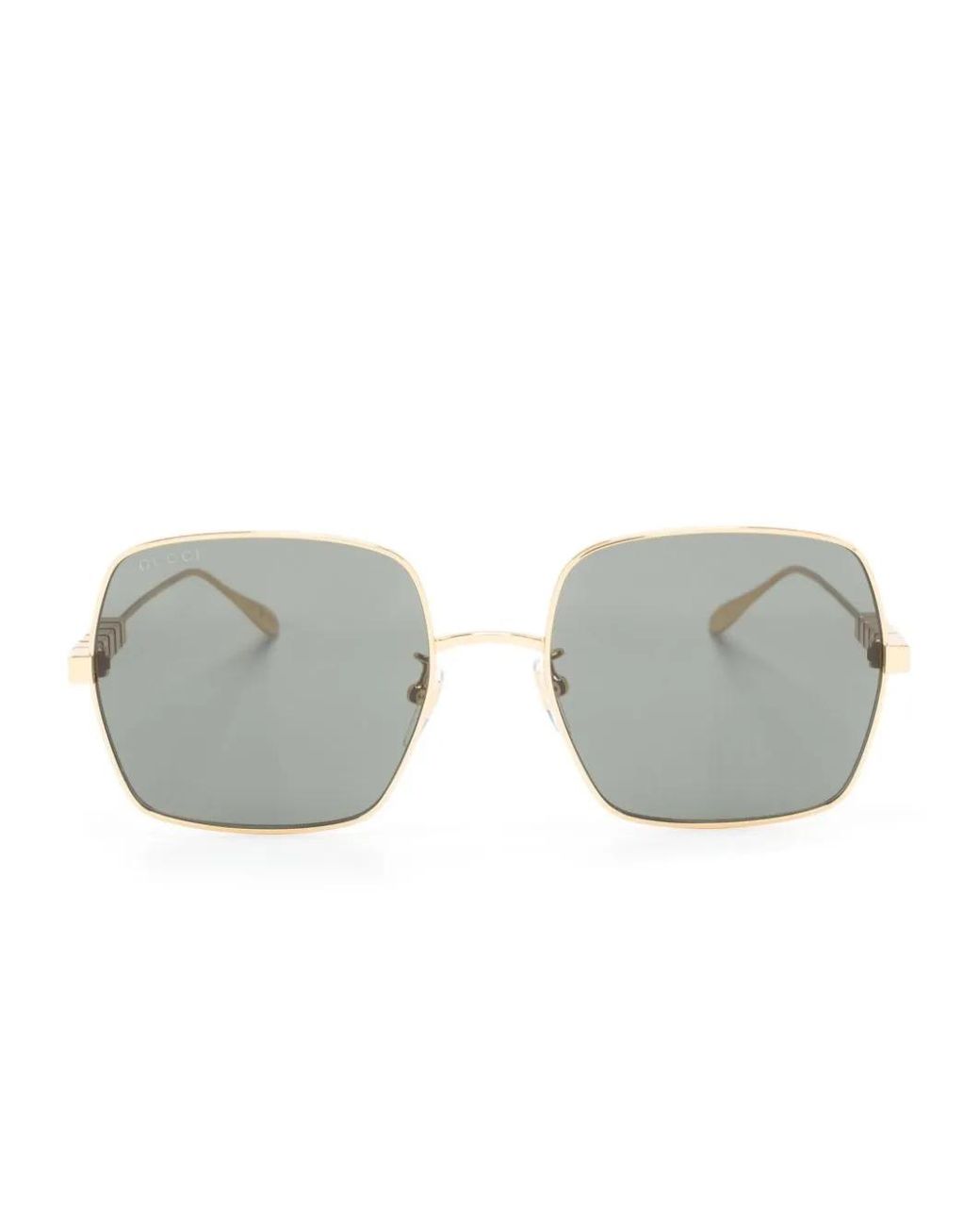 Gucci Gray Logo-Lettering Square-Frame Sunglasses