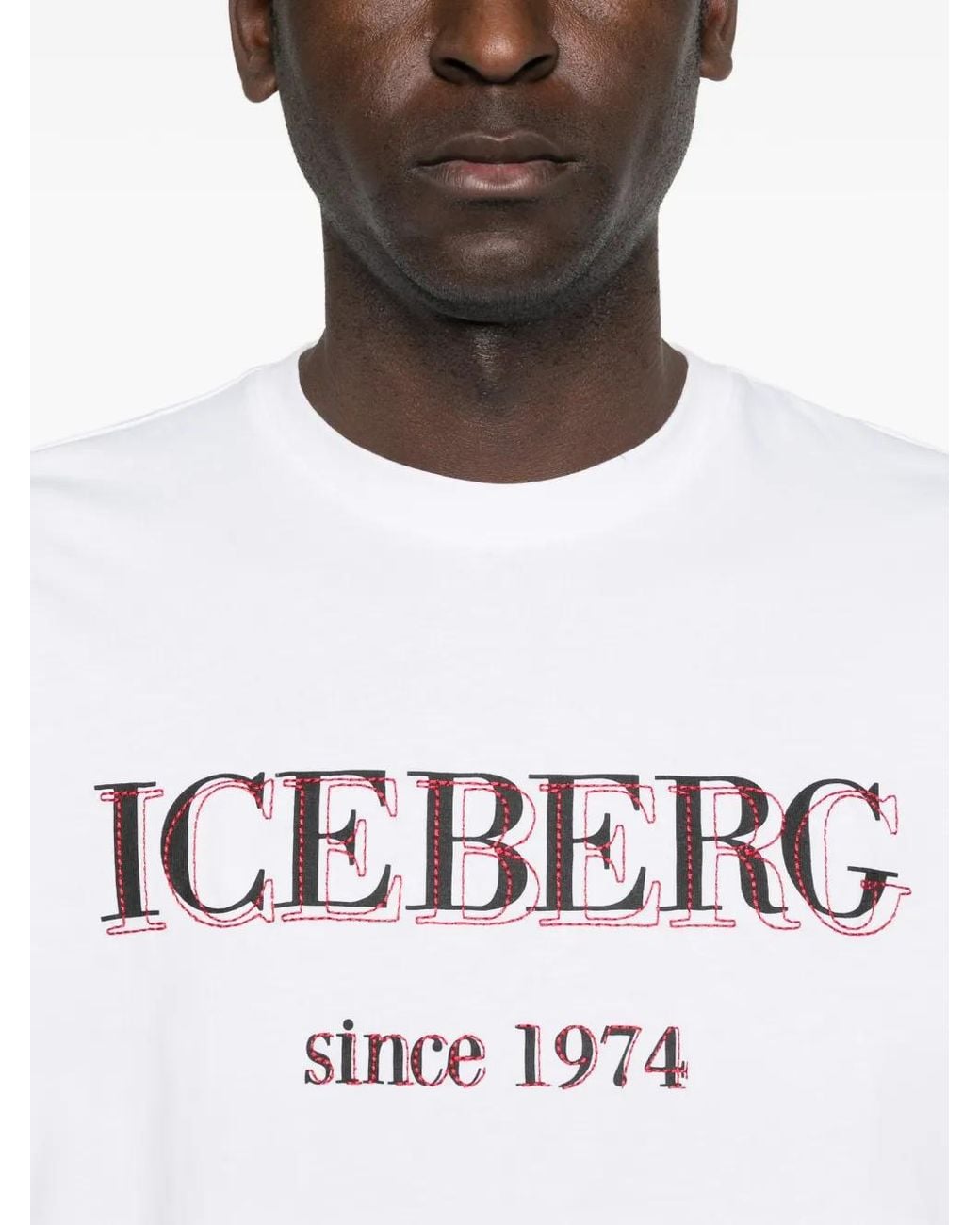 Iceberg White Logo-Embroidered Cotton T-Shirt for men