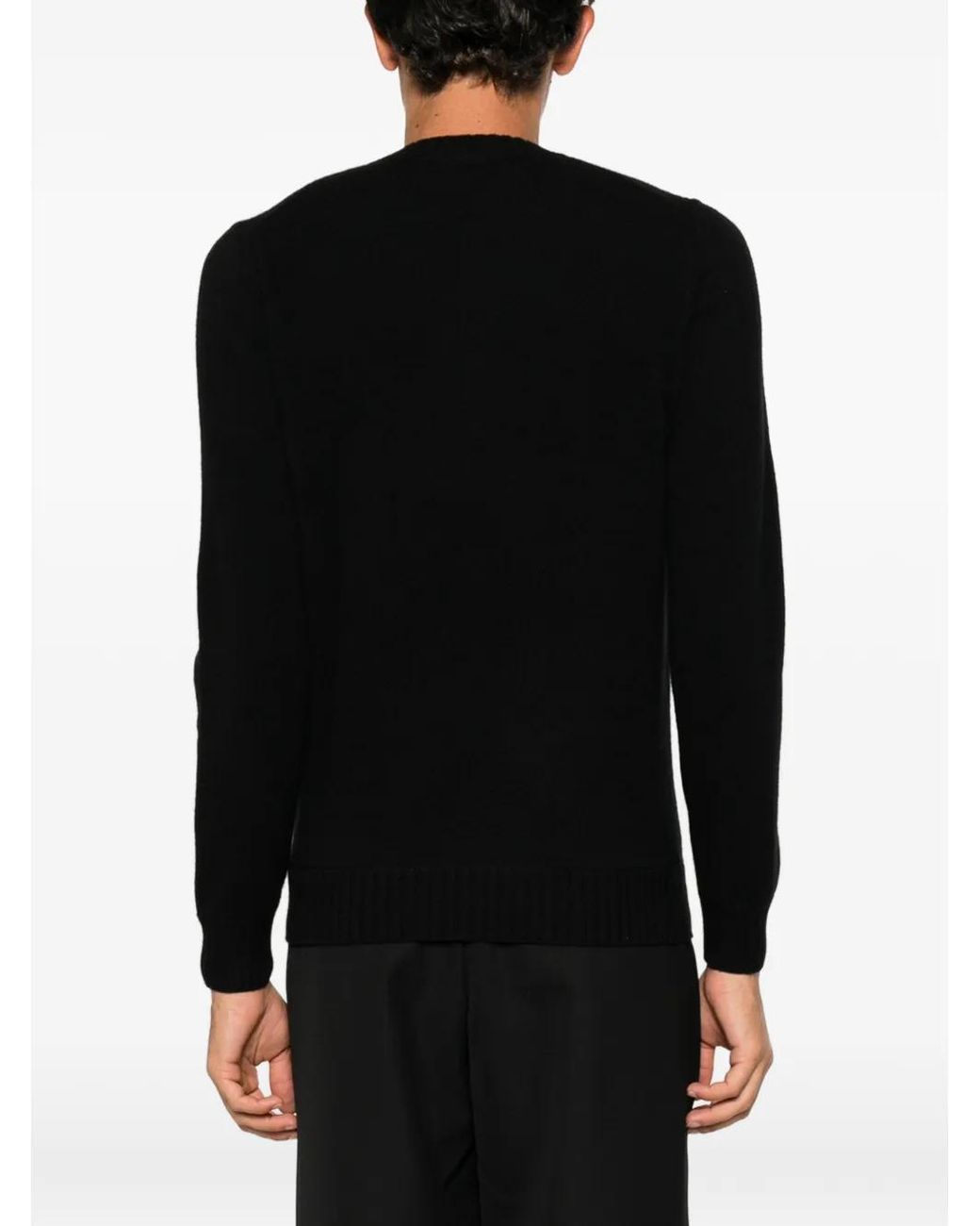 Magazzino Ricambi Black Ribbed-Trim Crew-Neck Sweater for men