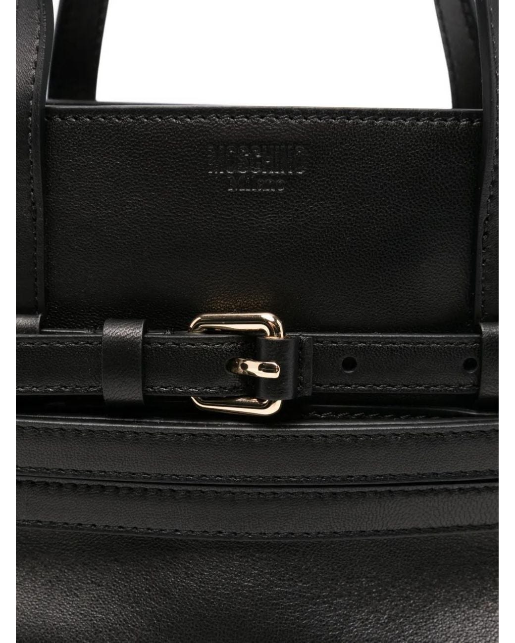 Moschino Black Tie Me Small Leather Handbag
