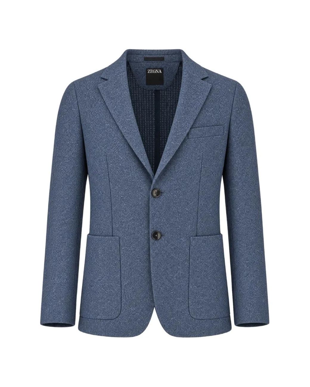 Zegna Blue Single-Breasted Blazer for men