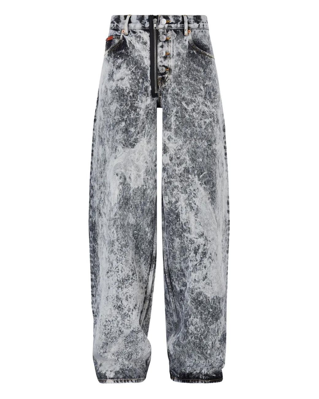 Martine Rose Gray Acid-Wash Zip-Fly Jeans