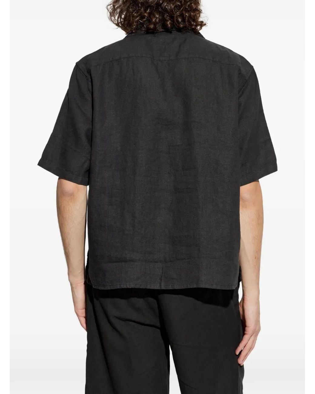 AllSaints Black Klavicle Embroidered Short-Sleeve Shirt for men