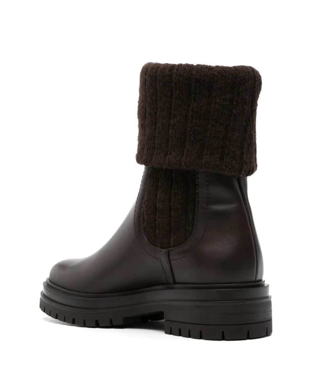 Gianvito Rossi Black Tenney Ribbed-Knit Chelsea Boots
