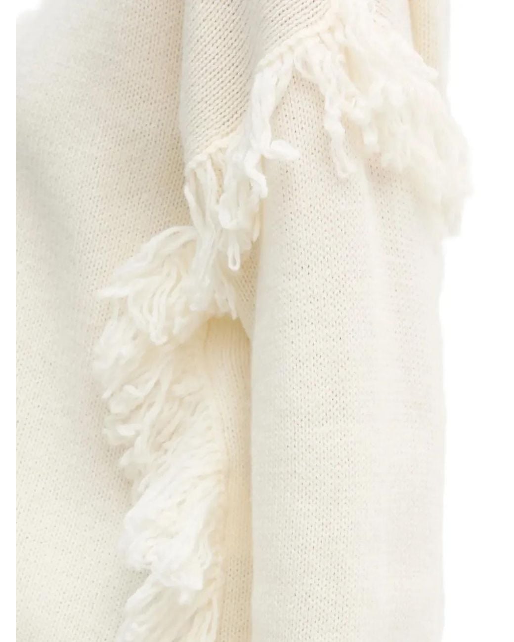 Benetton White Fringed Sweater