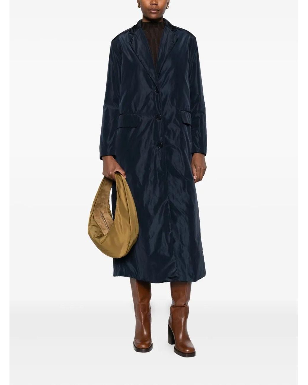 Aspesi Blue Single-Breasted Buttoned Coat