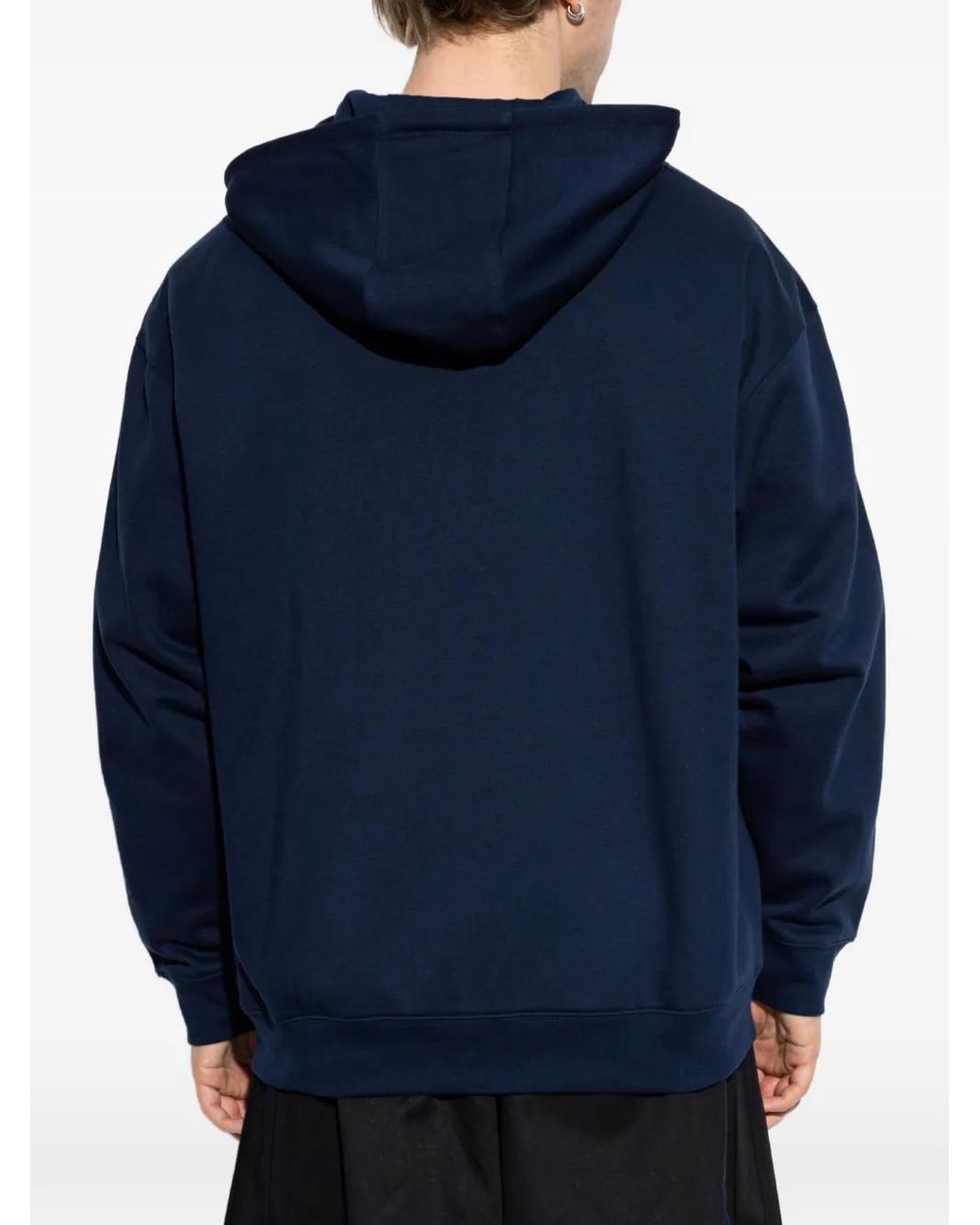 Adidas Blue Logo-Embroidered Hoodie for men