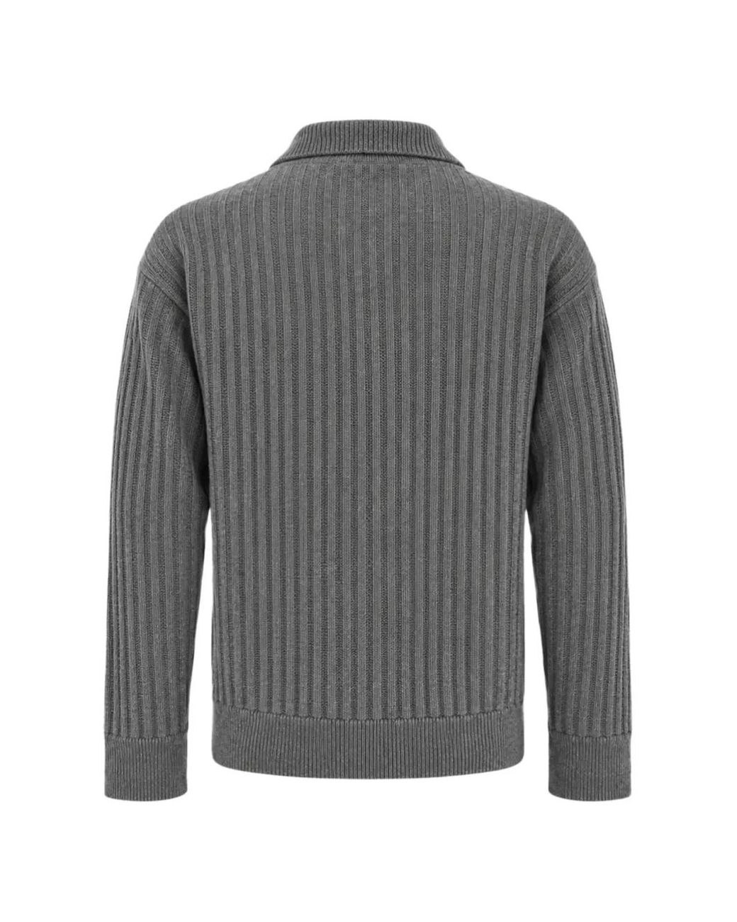 Franzese Collection Gray Ribbed-Knit Polo Shirt for men