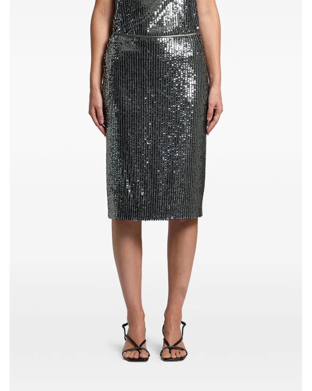 Peserico Black Sequin-Embellished Skirt