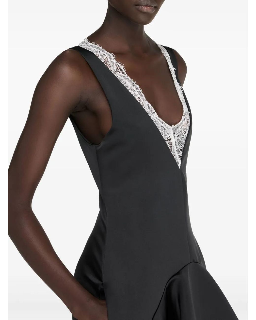 J.W. Anderson Black Draped Hem V Neck Dress
