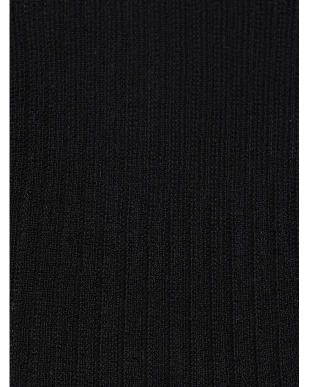 Max Mara Black Ribbed-Knit V-Neck Top