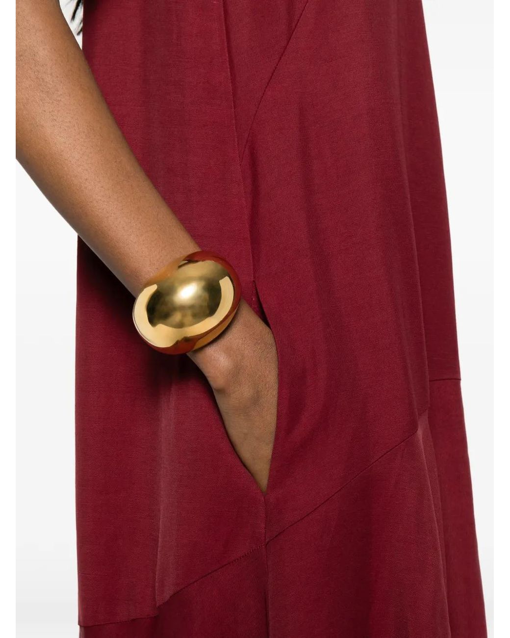 P.A.R.O.S.H. Red Sleeveless Panelled Midi Dress