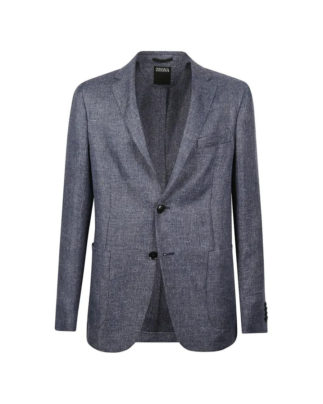 Zegna Blue Single-Breasted Blazer for men