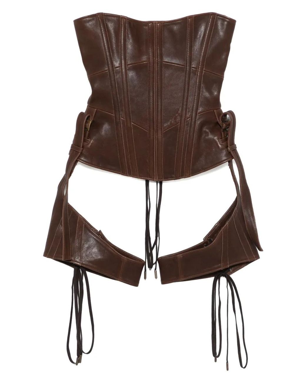 KNWLS Detachable-Chaps Leather Corset Top in Brown | Lyst