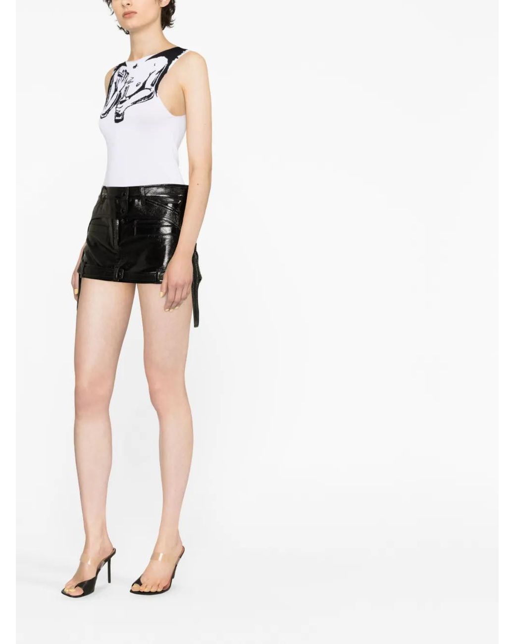 Courreges Black Courregès Racer Vinyl Skirt