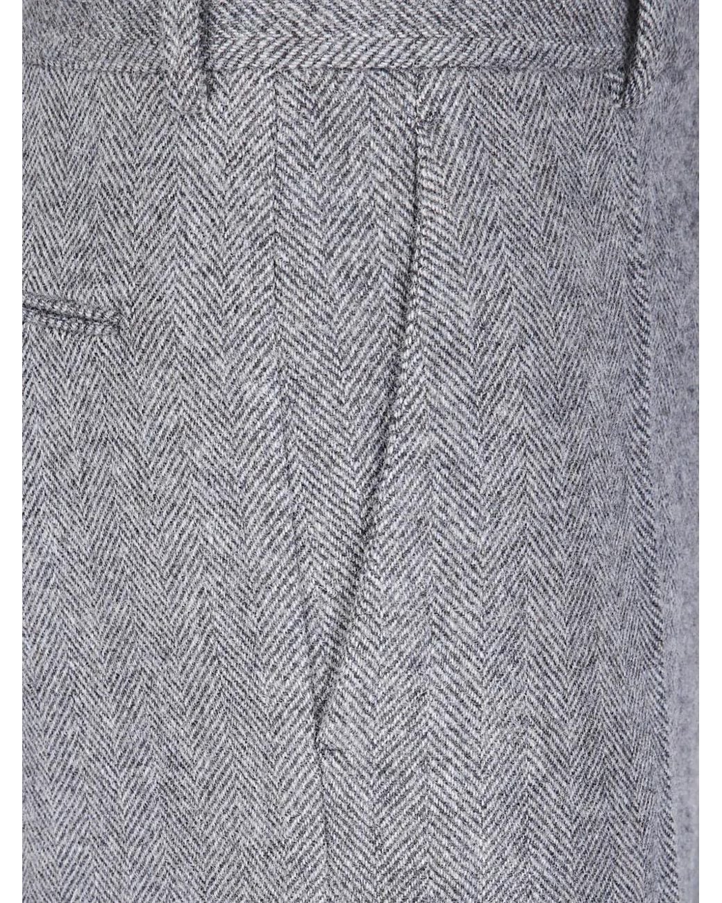 Maison Margiela Gray Herringbone-Pattern Trousers for men