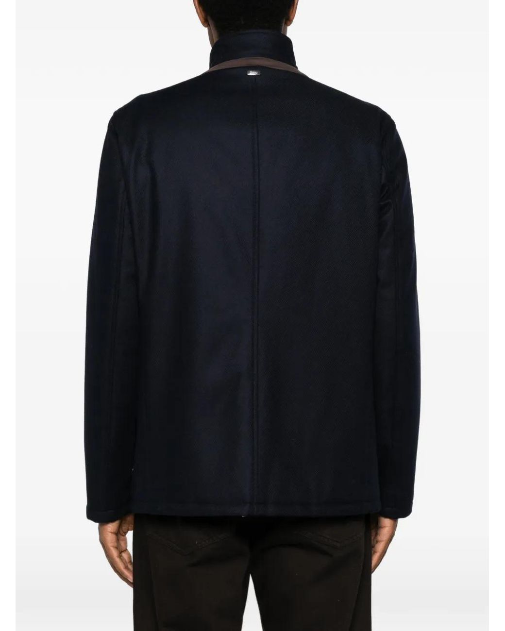 Herno Blue High-Neck Button-Up Jacket for men