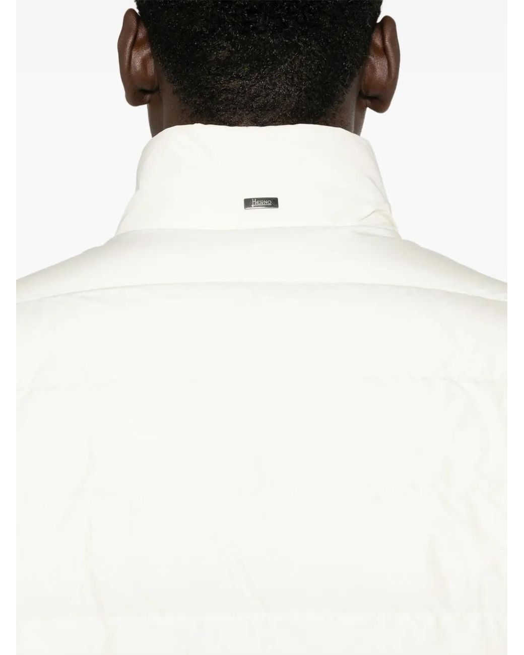 Herno White Doudoune Zippée À Col Montant for men
