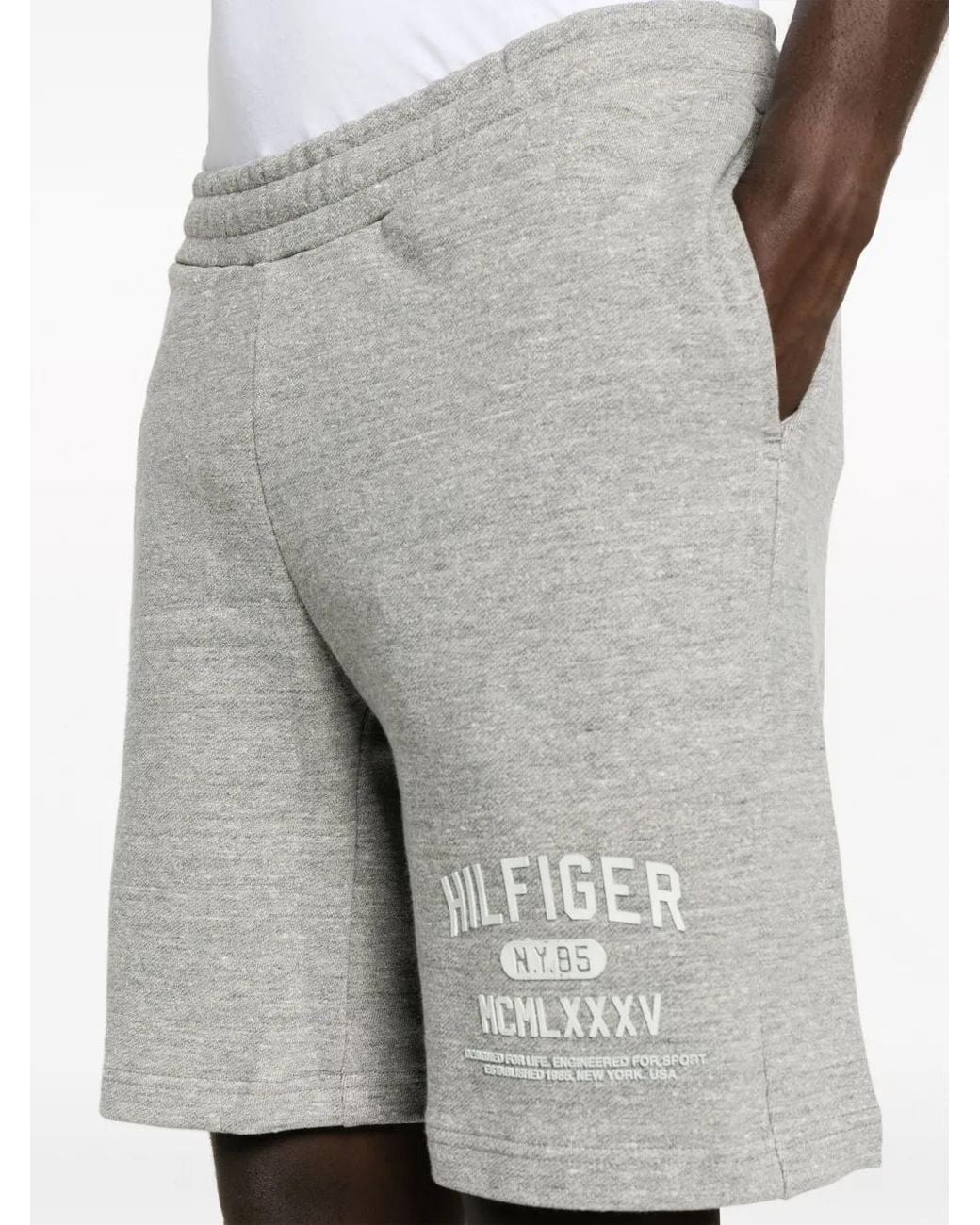 Tommy Hilfiger Gray Logo-Print Track Shorts for men