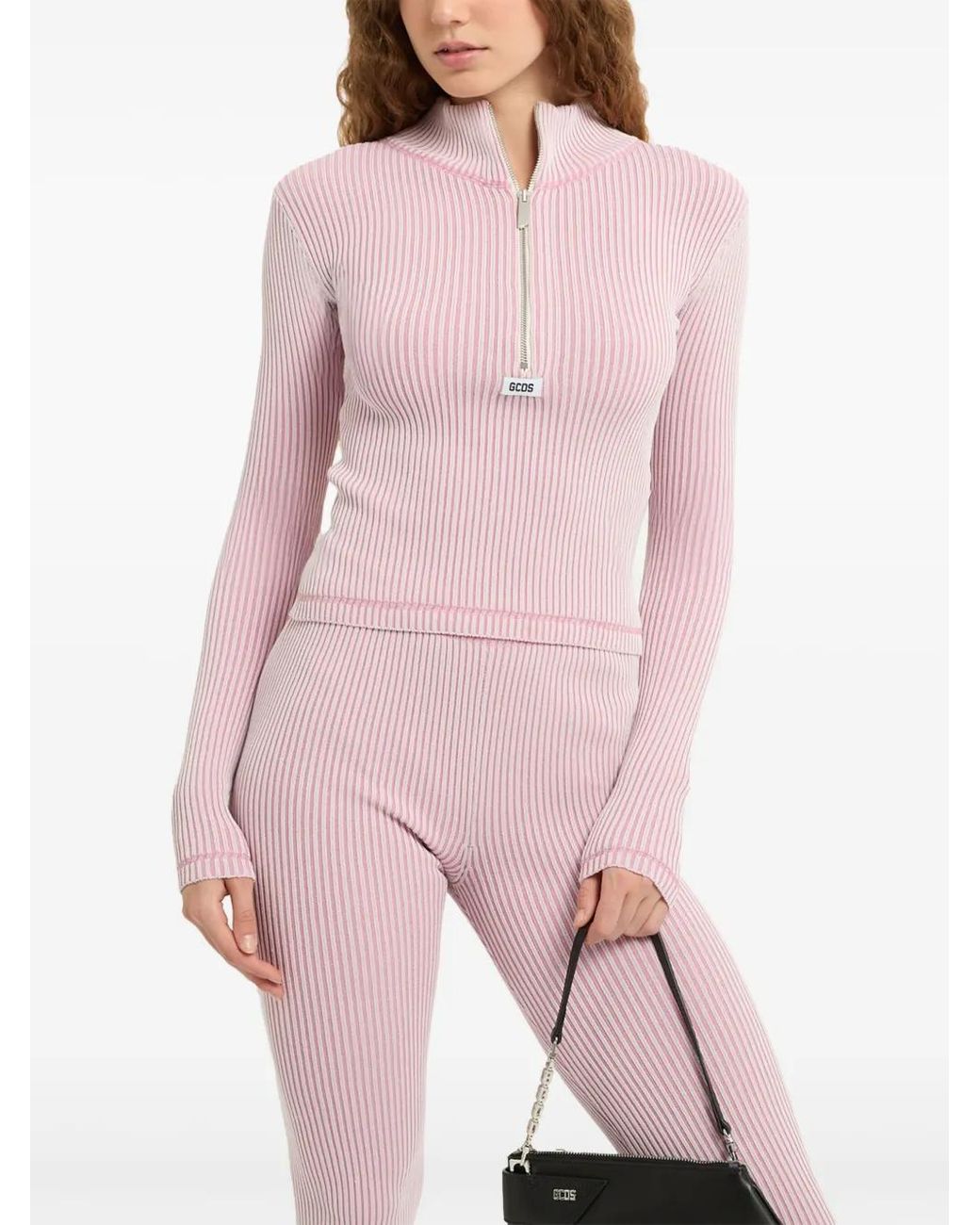 Gcds Pink Ribbed Knit Sweater