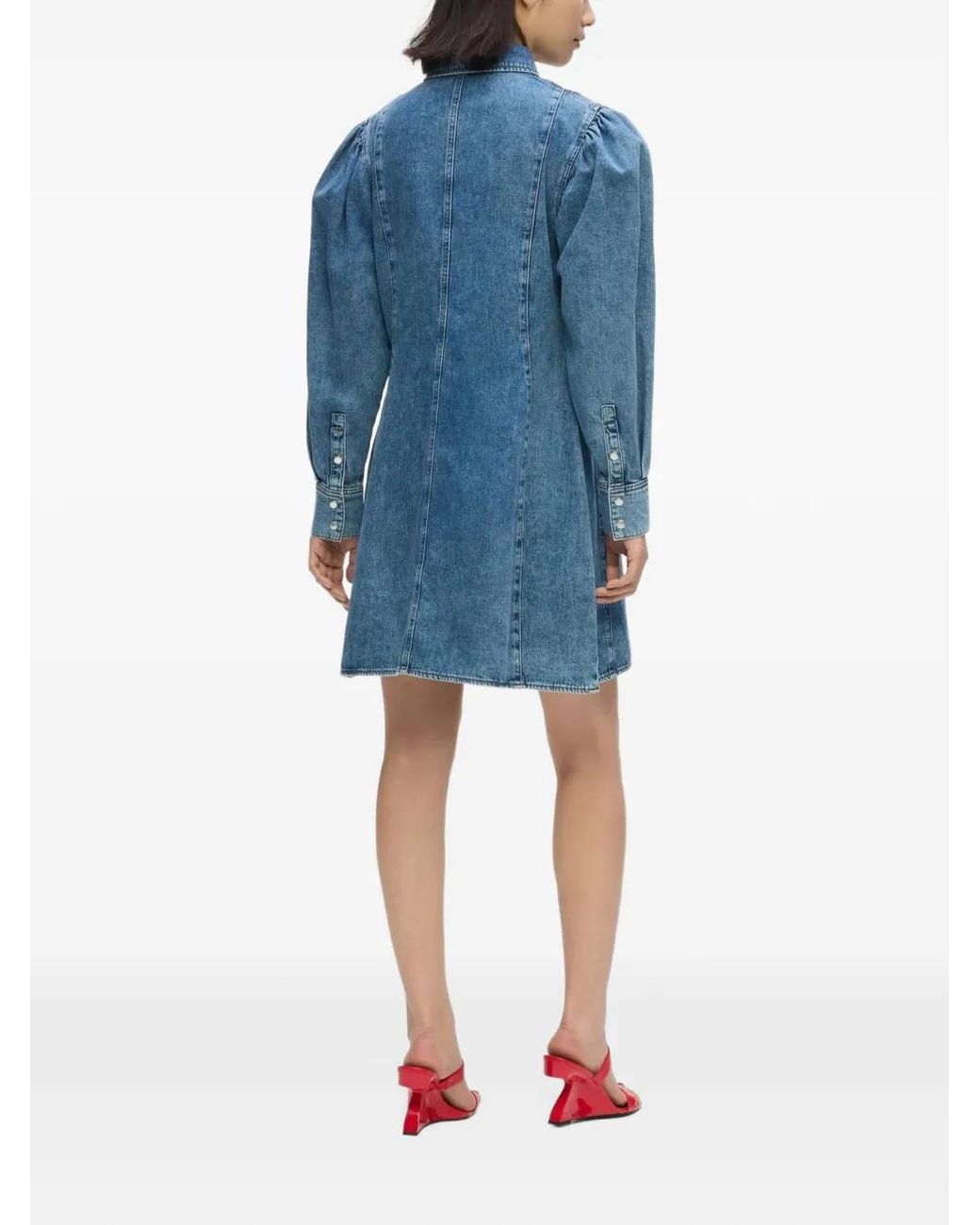 Karl Lagerfeld Blue Puff Sleeve Denim Dress