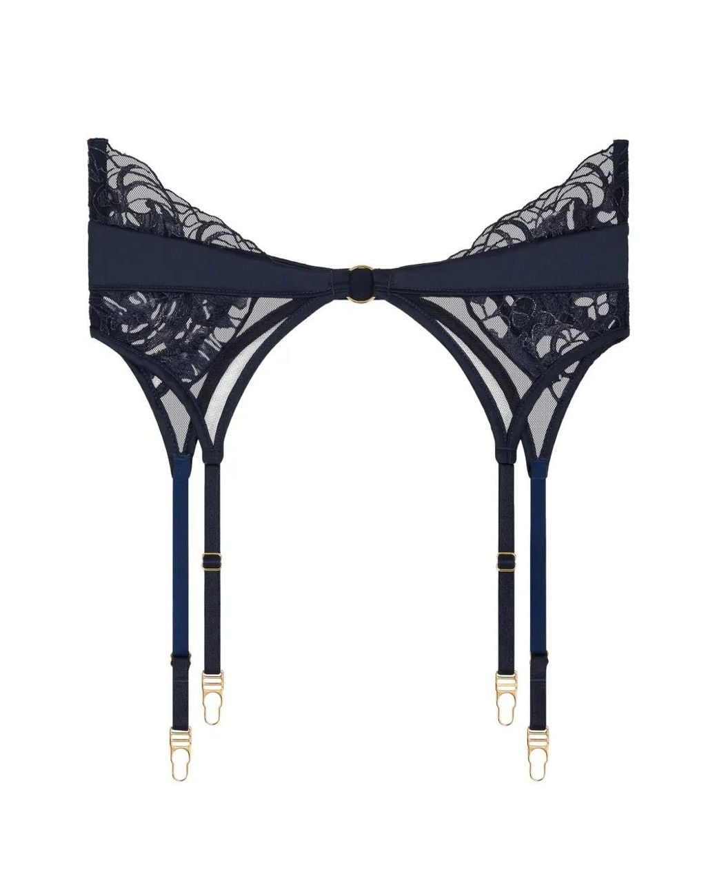 Aubade Blue Satin Memories Embroidered Suspender Belt