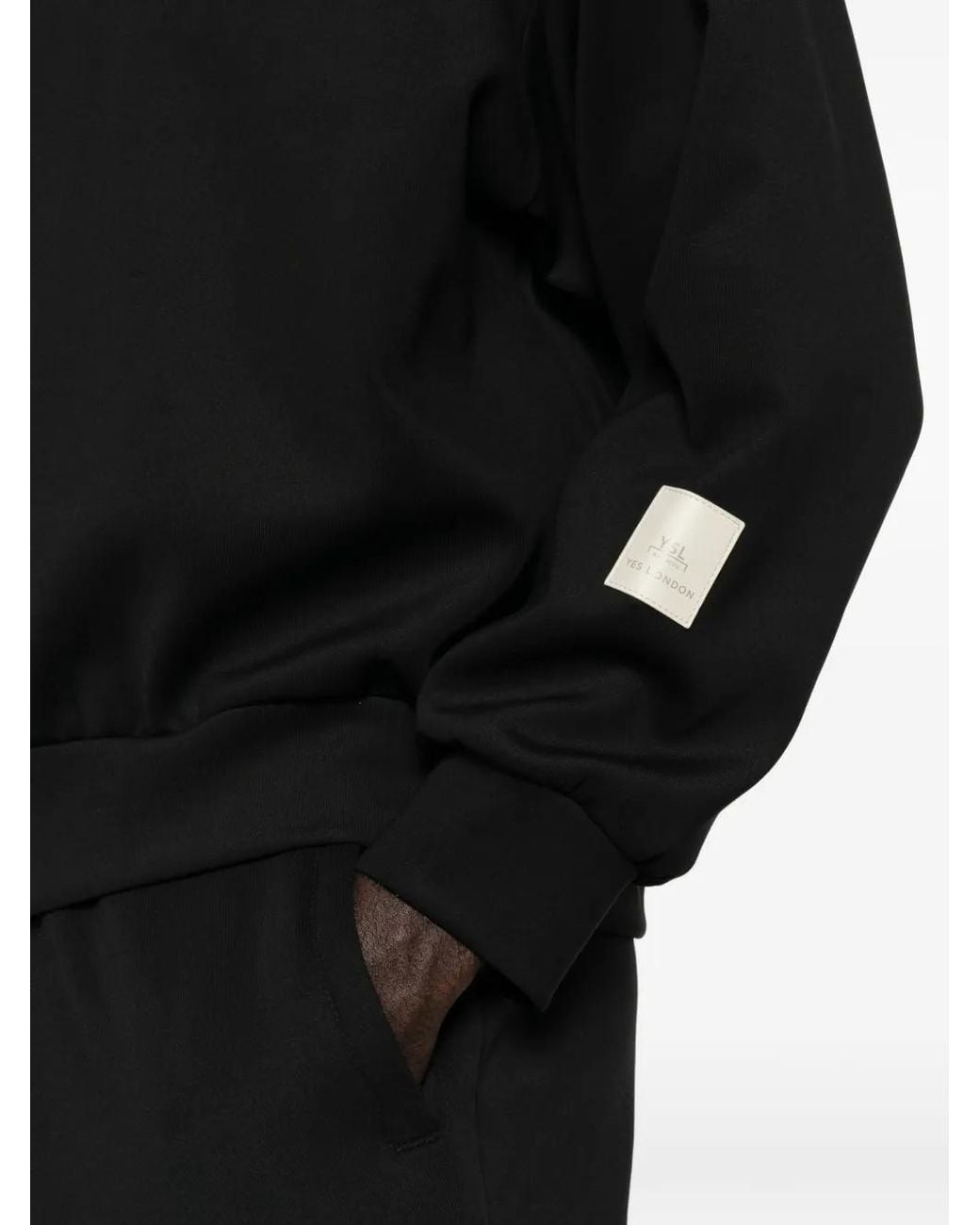 Yes London Black Logo-Patch Hoodie for men