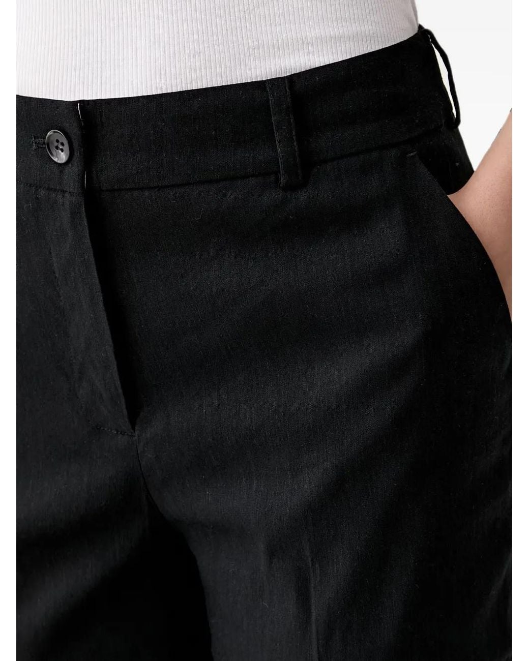 Sisley Black Cropped Straight-Leg Trousers