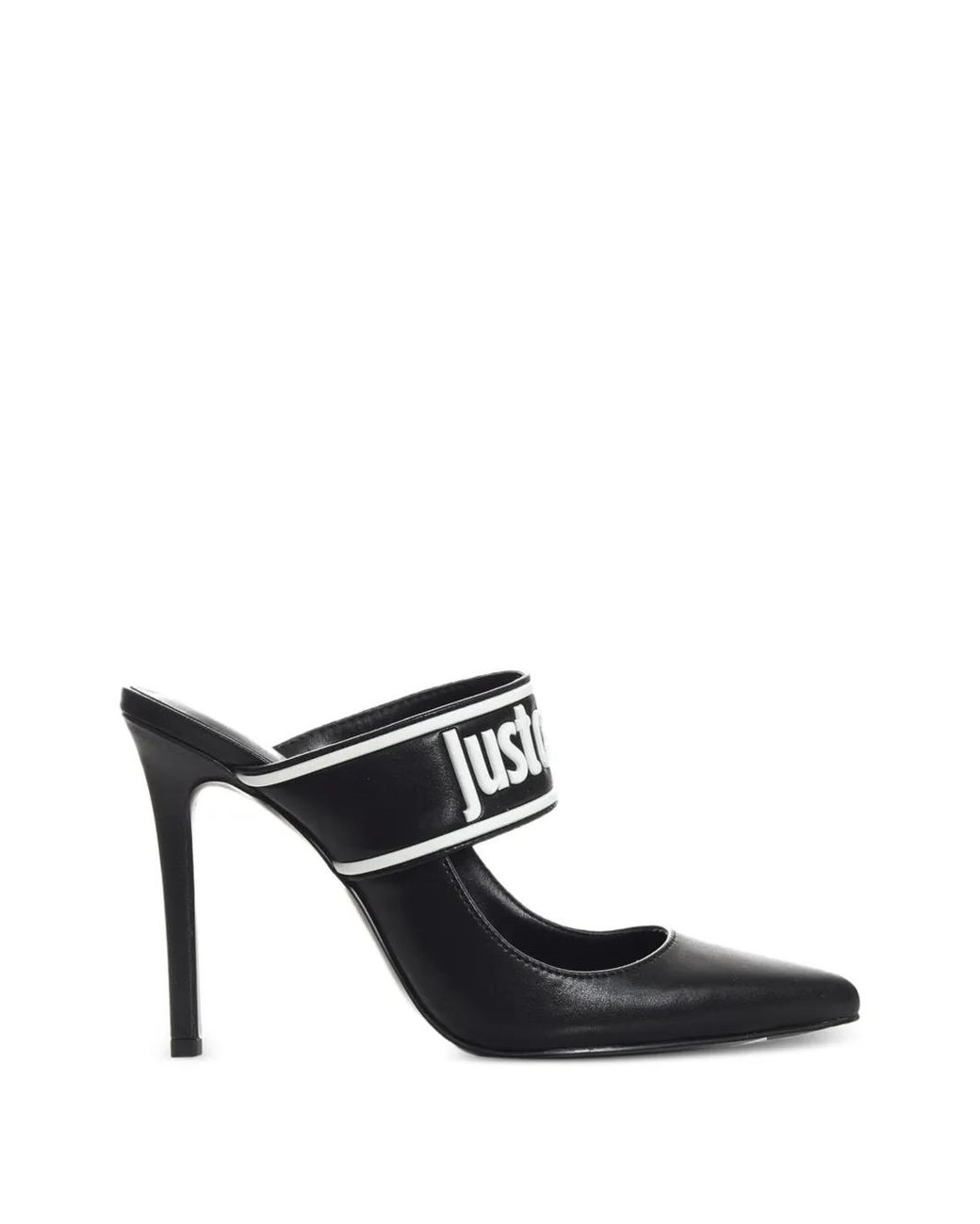 Just Cavalli Black Pointed-Toe Heeled Mules
