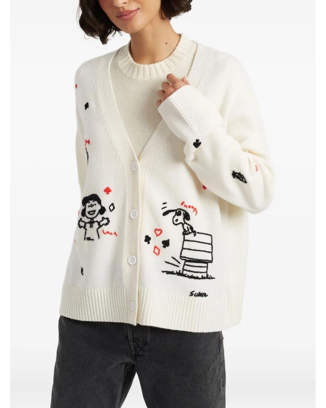 Chinti & Parker White X Peanuts Cardigan Mit V-Ausschnitt