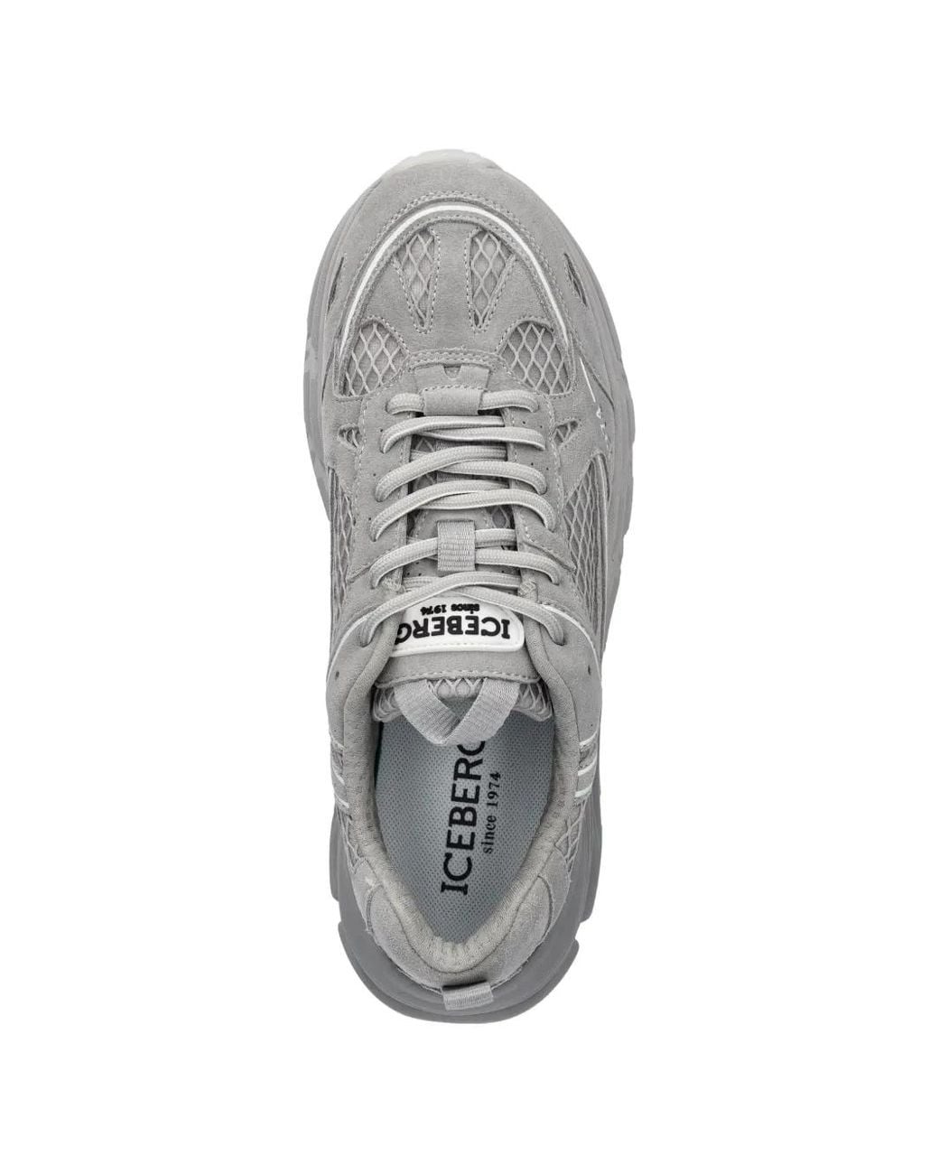 Iceberg White Panelled Mesh Sneakers for men